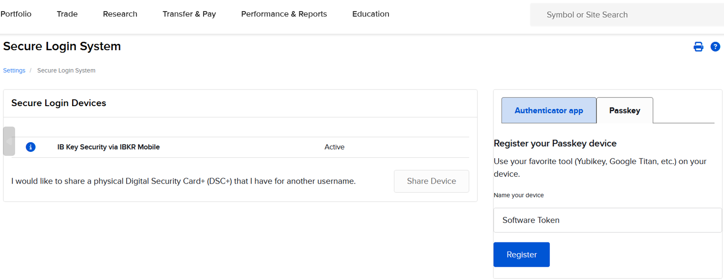 Register Passkey for Windows in Portal